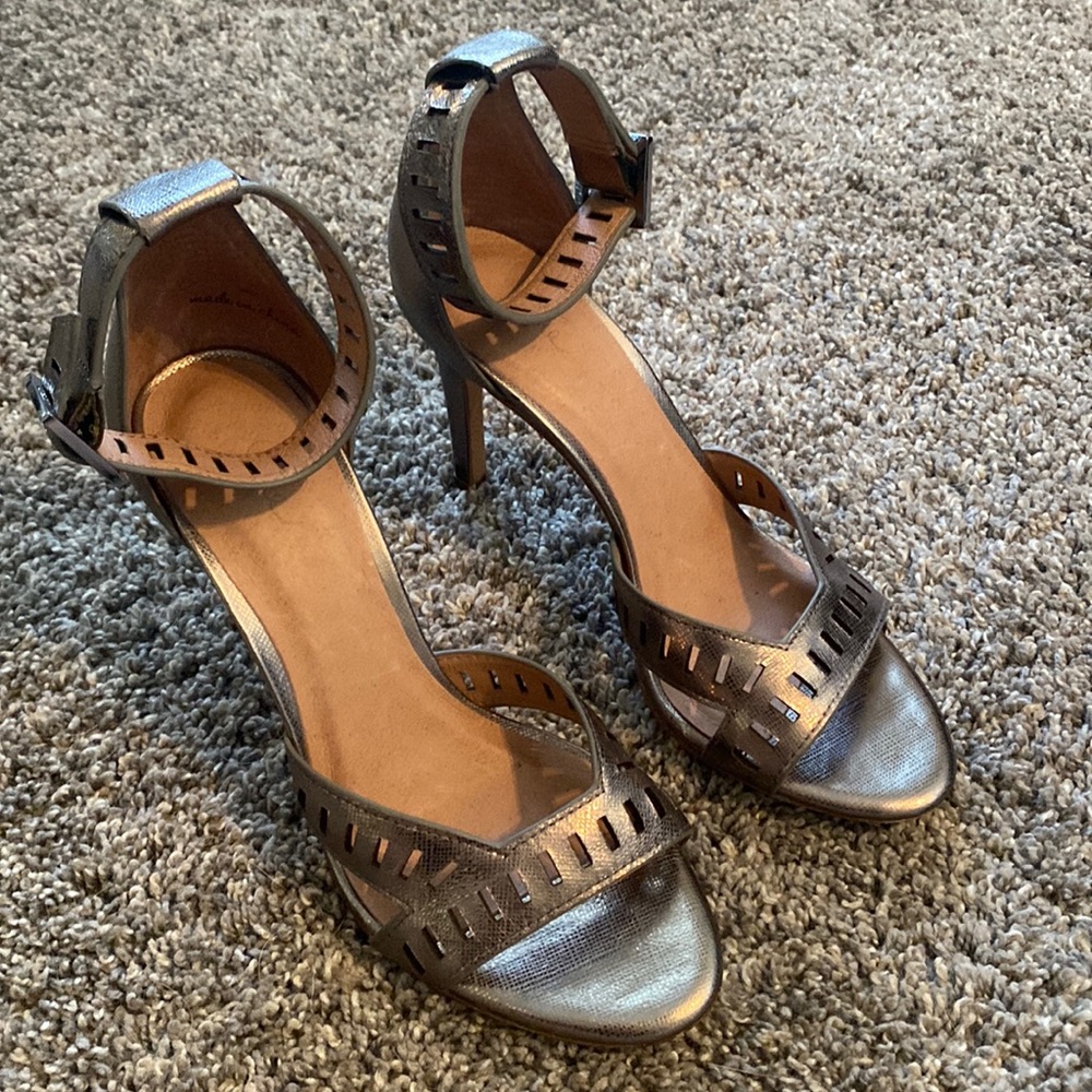 Joie metallic stiletto heels with ankle strap